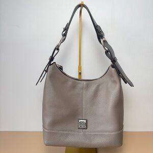 Dooney & Bourke Grey Pebble Leather Hobo Bag  Large